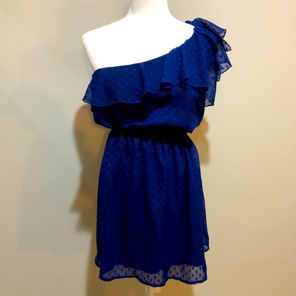 Blue one-shoulder dress